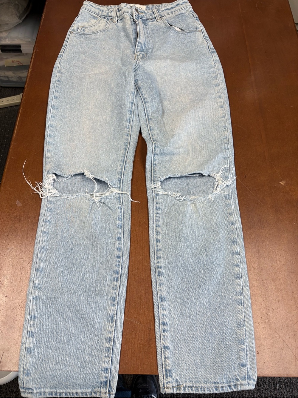 ROLLA'S Light Wash High-Rise Straight Leg Ripped Jeans